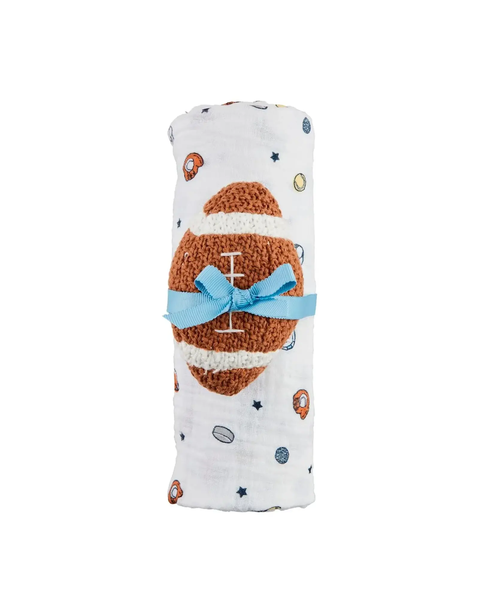 Mudpie Mud Pie- Sports Swaddle & Football Rattle Set