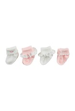 Mudpie Mud Pie- Pink Foldover Sock Set 0-6M