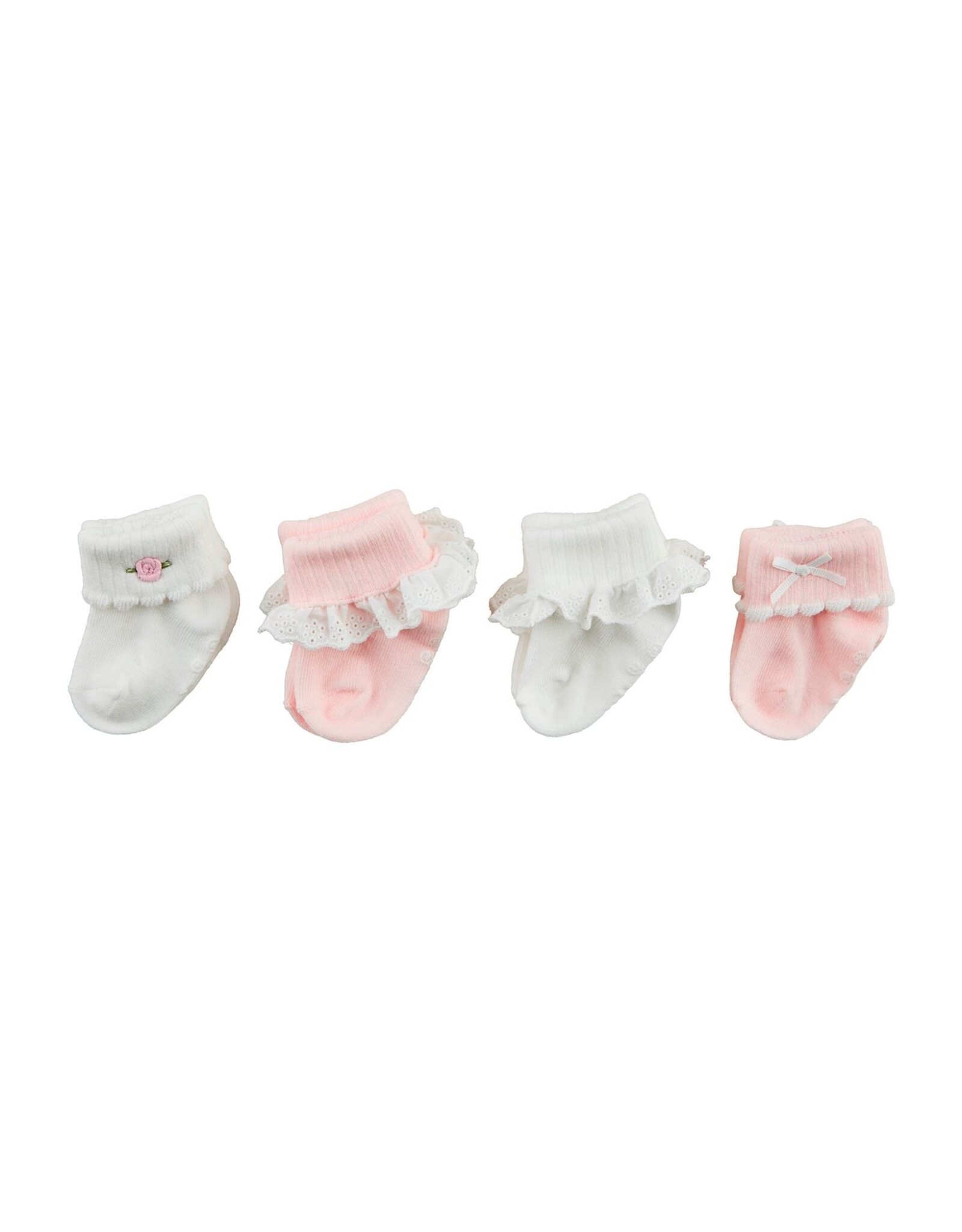 Mudpie Mud Pie- Pink Foldover Sock Set 0-6M