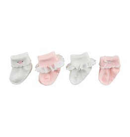Mudpie Mud Pie- Pink Foldover Sock Set 0-6M