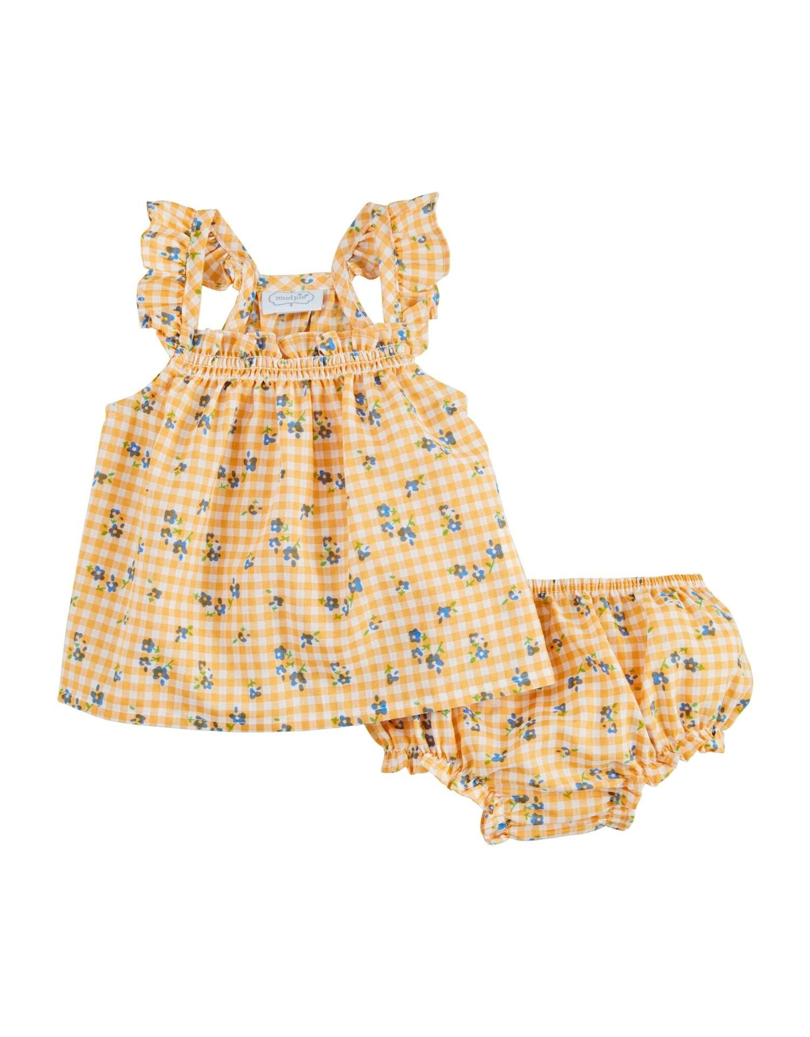Mudpie Mud Pie- Yellow Gingham Pinafore Set