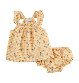 Mudpie Mud Pie- Yellow Gingham Pinafore Set
