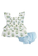 Mudpie Mud Pie- Blue Floral Pinafore Set