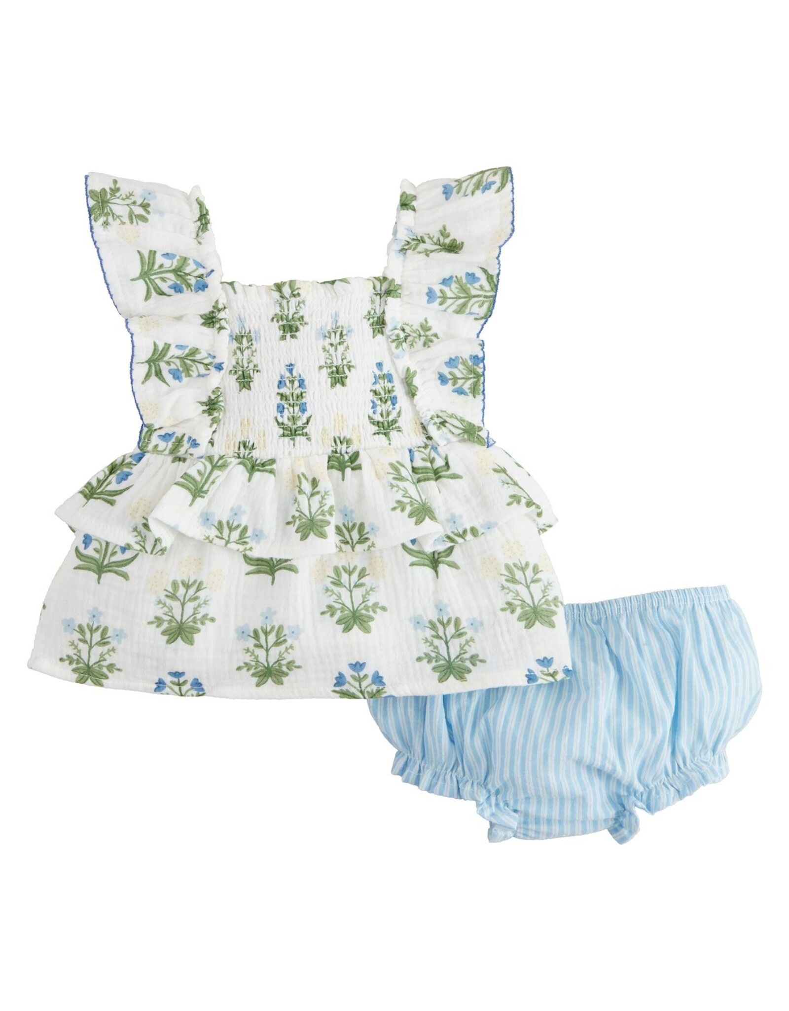 Mudpie Mud Pie- Blue Floral Pinafore Set