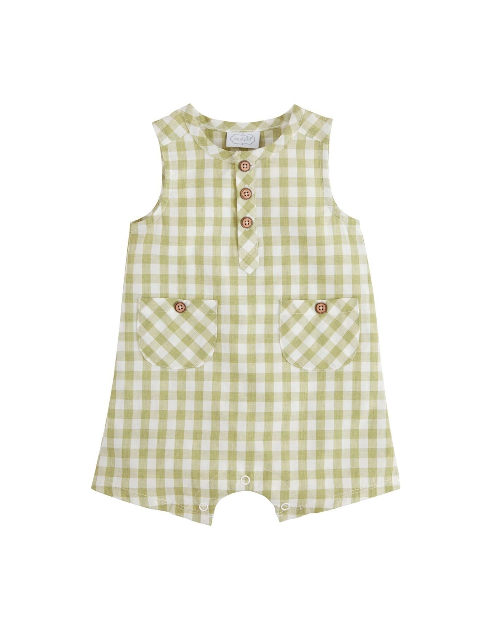 Mudpie Mud Pie-  Green Gingham Shortall