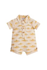 Mudpie Mud Pie-  Linen Fish Romper