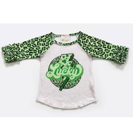 Lucky Leopard Ruffle Raglan