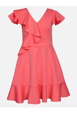 Bonnie  Jean Bonnie Jean- Clementine Side Ruffle Skater Peach Dress
