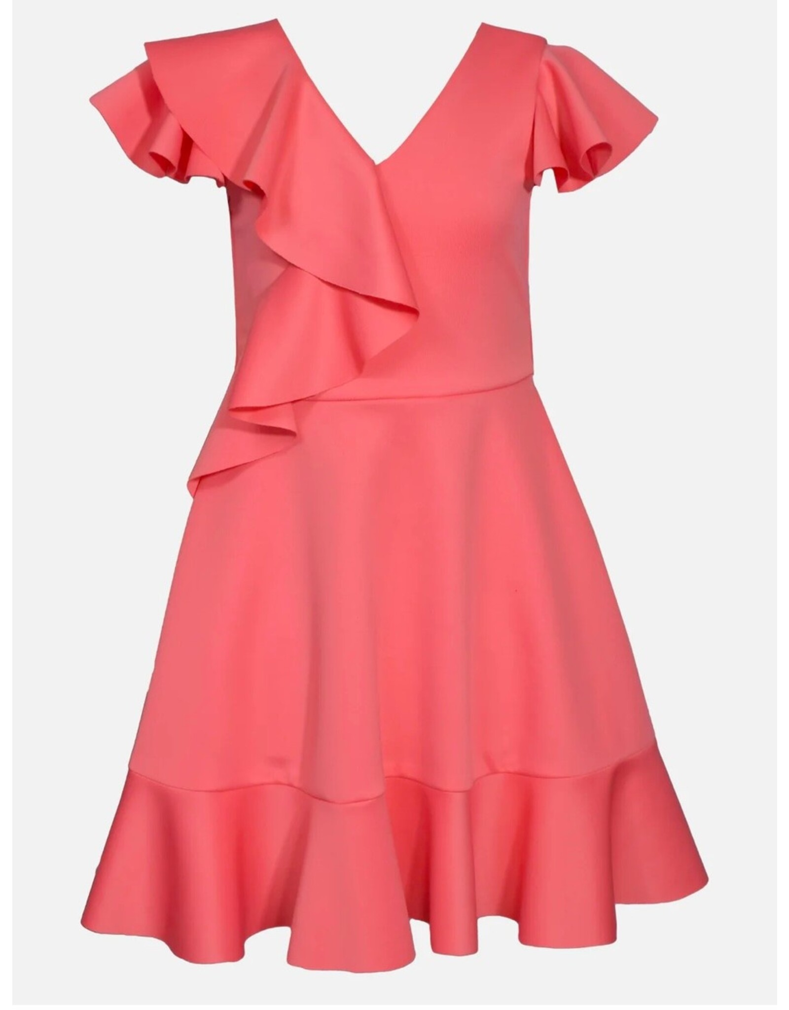 Bonnie  Jean Bonnie Jean- Clementine Side Ruffle Skater Peach Dress