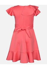 Bonnie  Jean Bonnie Jean- Clementine Side Ruffle Skater Peach Dress