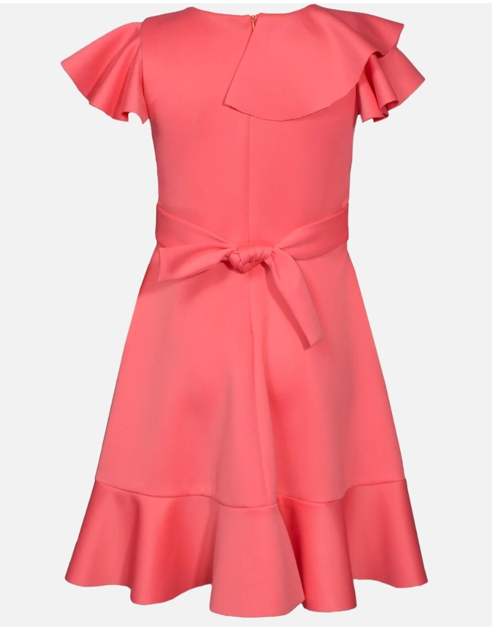 Bonnie  Jean Bonnie Jean- Clementine Side Ruffle Skater Peach Dress