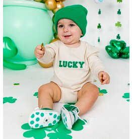 Sweet Wink- Lucky Varsity Patch St. Patrick's Day L/S Romper