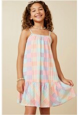 Hayden- Pink Mix Checker Tank Dress