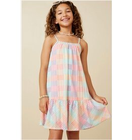 Hayden- Pink Mix Checker Tank Dress