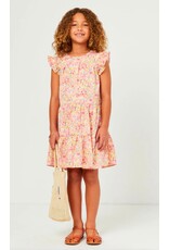 Hayden- Pink Floral Ruffle Sleeve Tiered Dress