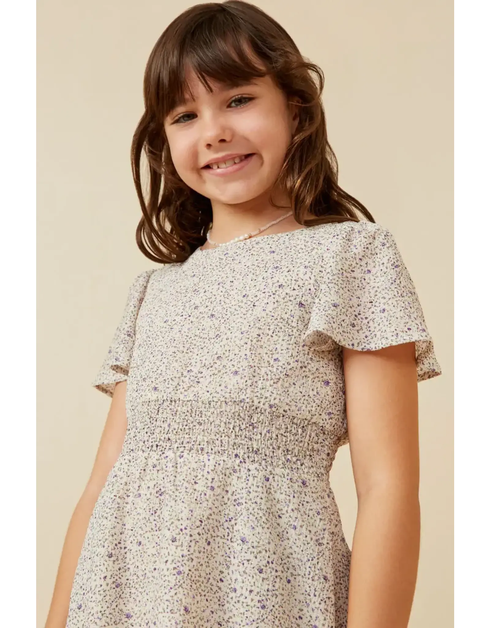Hayden-  Ditsy Floral Short Sleeve Smock Waist Dress