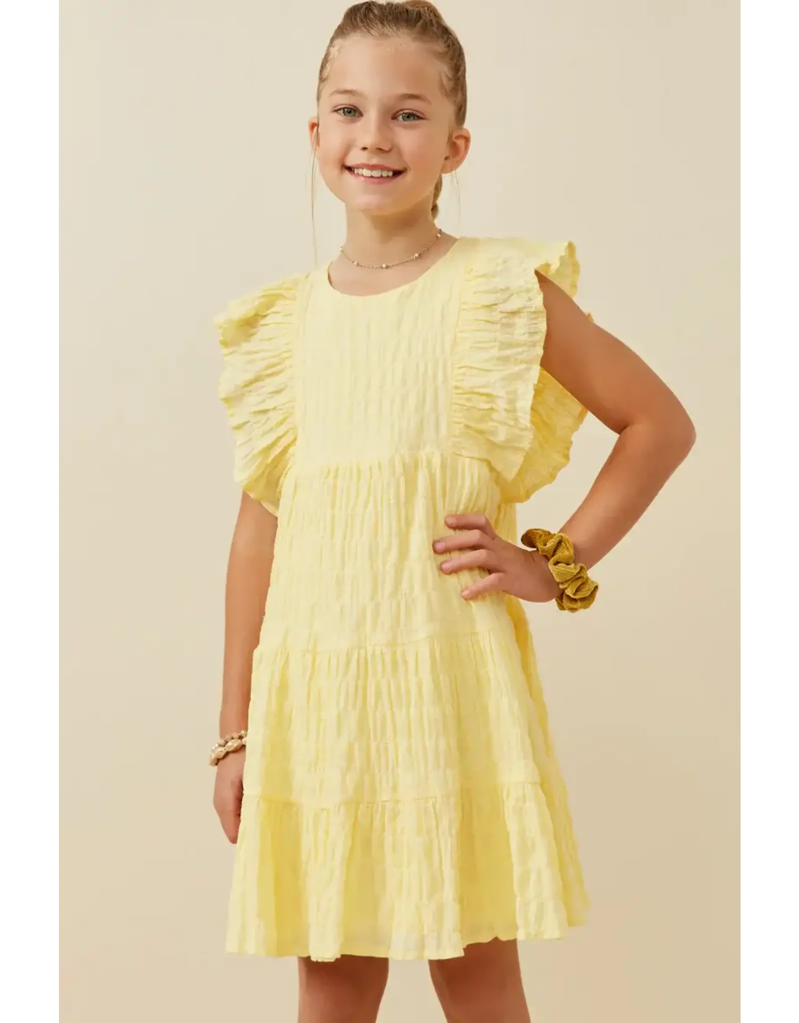 Hayden-  Lemon Texture Exaggerated Ruffle Dress