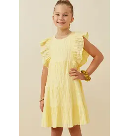 Hayden-  Lemon Texture Exaggerated Ruffle Dress