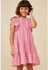 Hayden-  Pink Embroidered Ruffled Sleeveless Dress