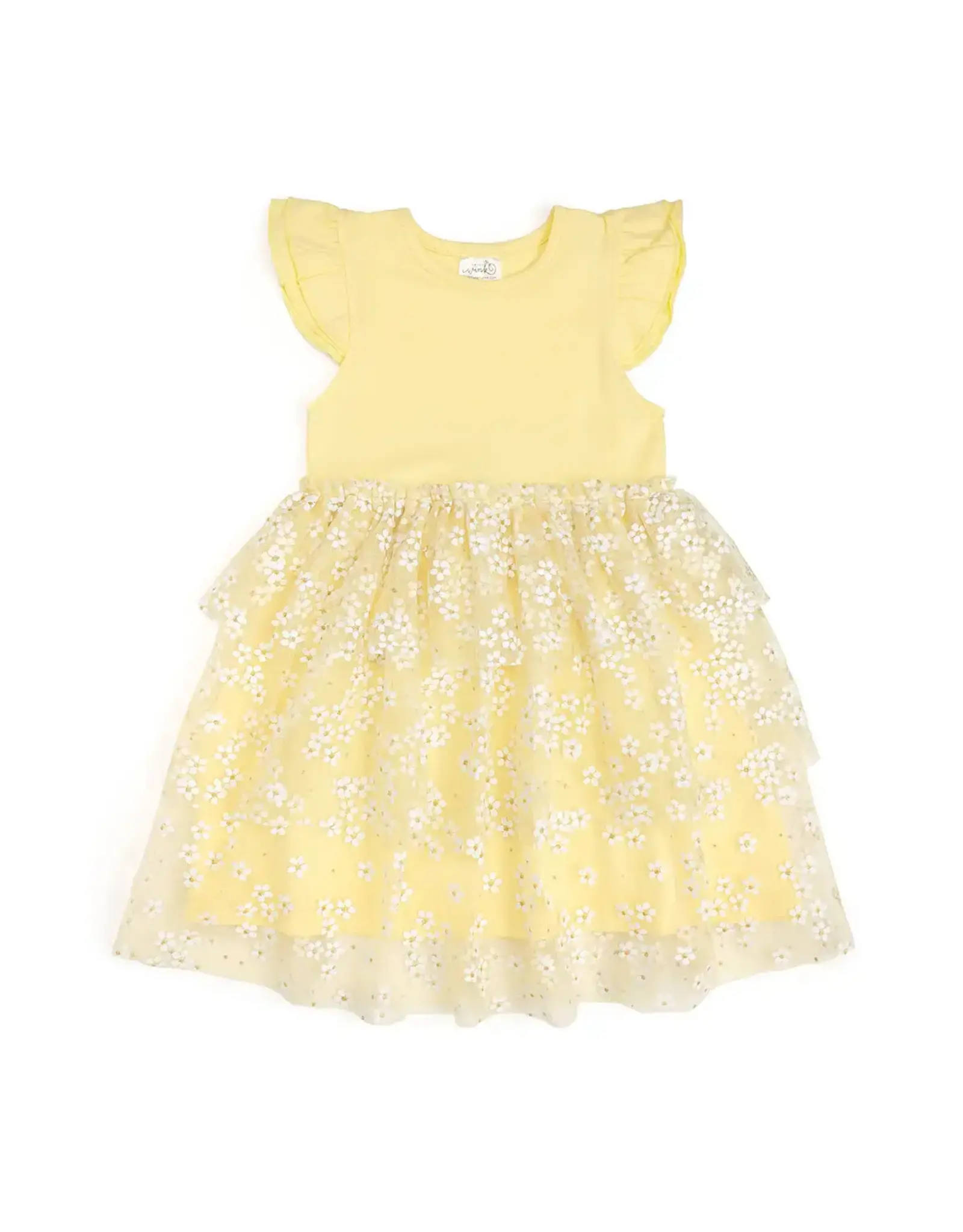 Sweet Wink- Sunshine Ditsy Daisy Tiered S/S Tutu Dress