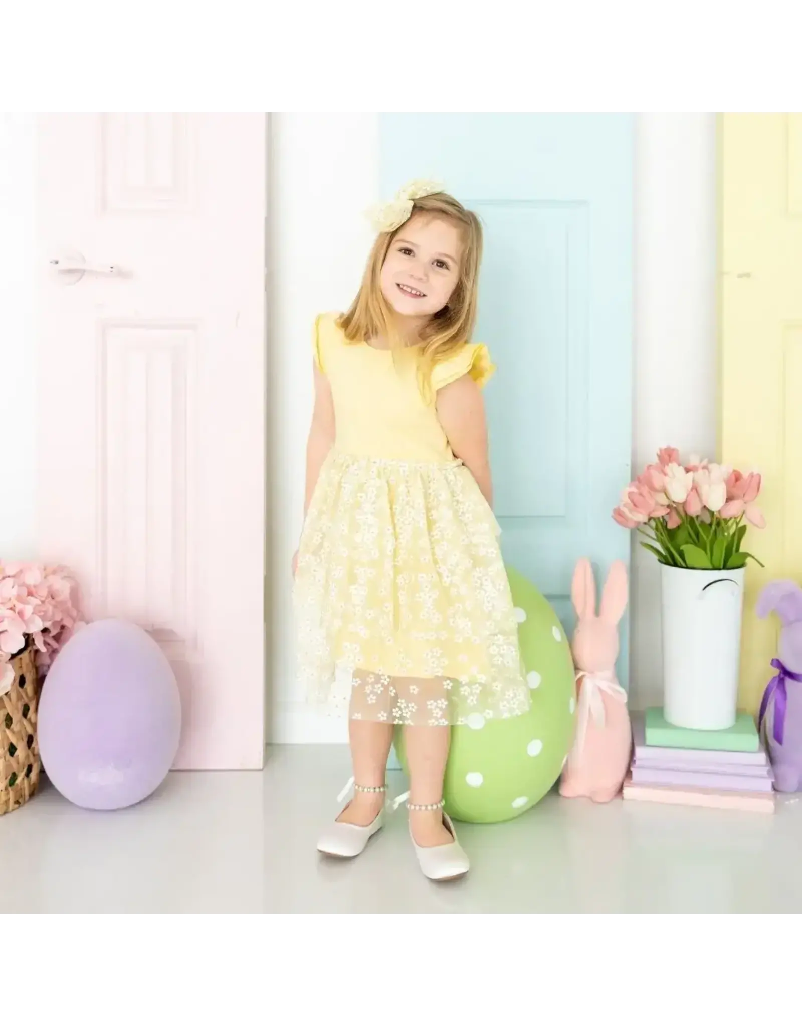 Sweet Wink- Sunshine Ditsy Daisy Tiered S/S Tutu Dress