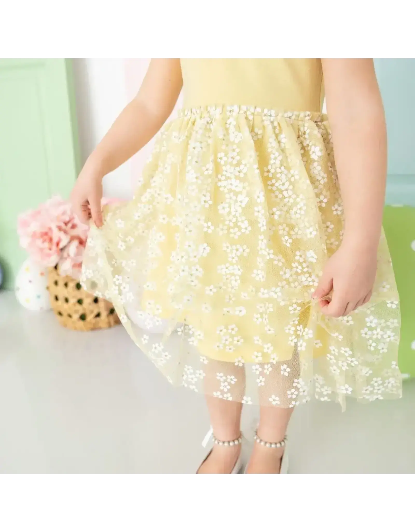 Sweet Wink- Sunshine Ditsy Daisy Tiered S/S Tutu Dress