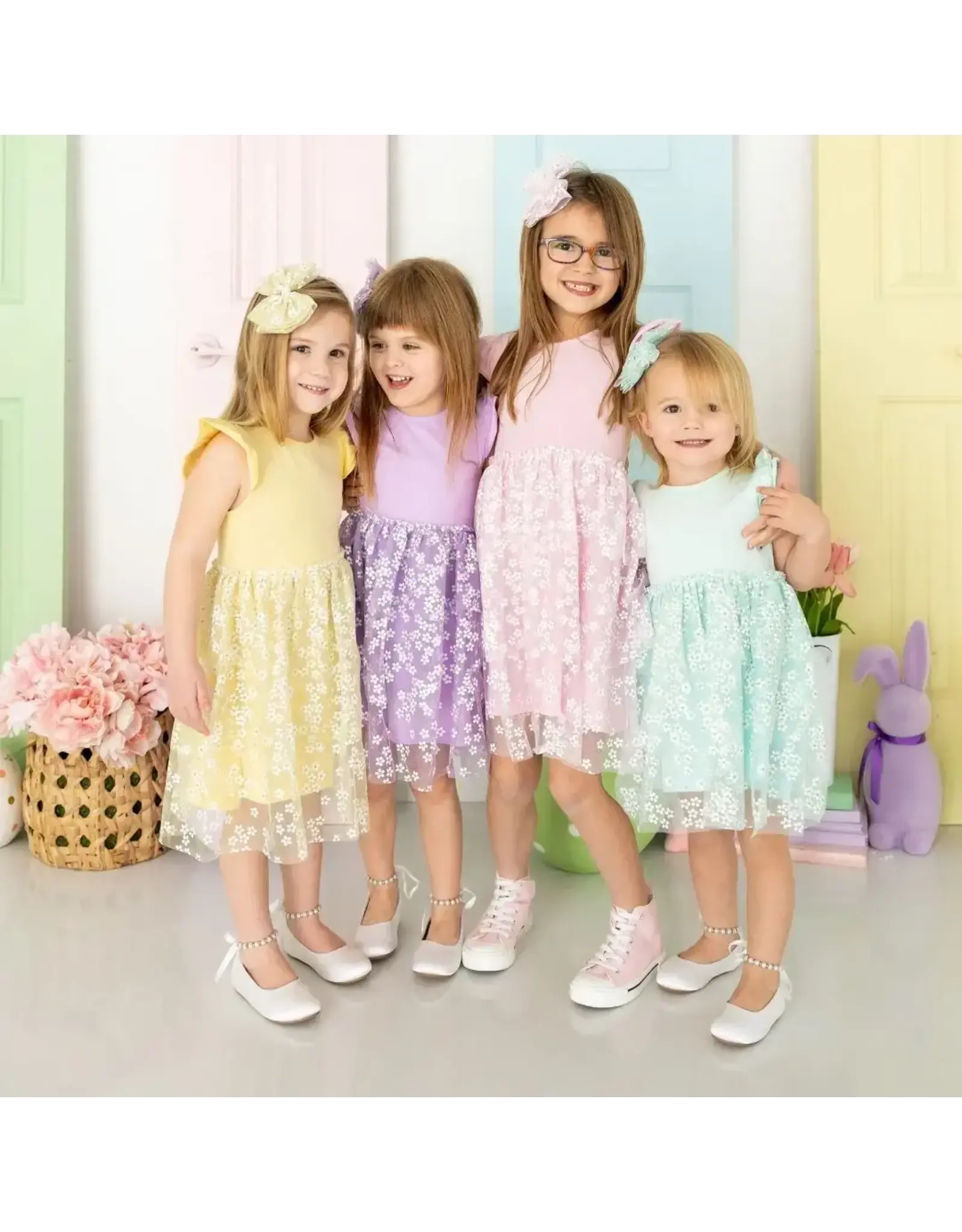 Sweet Wink- Sunshine Ditsy Daisy Tiered S/S Tutu Dress