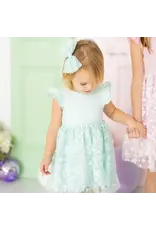 Sweet Wink- Aqua Ditsy Daisy Tulle Bow Clip