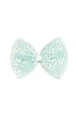 Sweet Wink- Aqua Ditsy Daisy Tulle Bow Clip