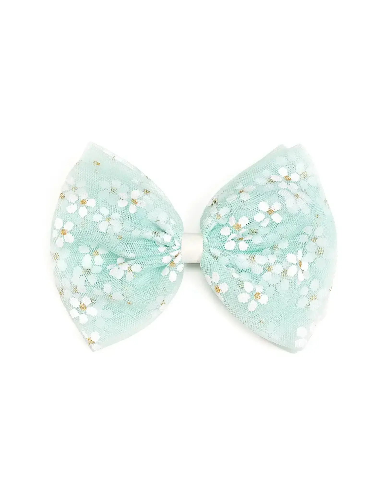 Sweet Wink- Aqua Ditsy Daisy Tulle Bow Clip