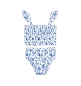 Little Me Little Me- Blue Floral 2PC Swimsuit