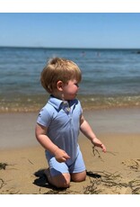 Me & Henry Me & Henry- Blue Pique Drift Polo Romper