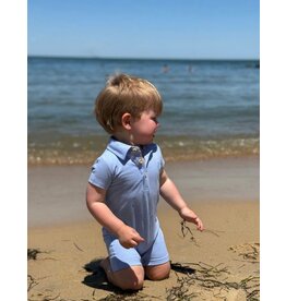 Me & Henry Me & Henry- Blue Pique Drift Polo Romper