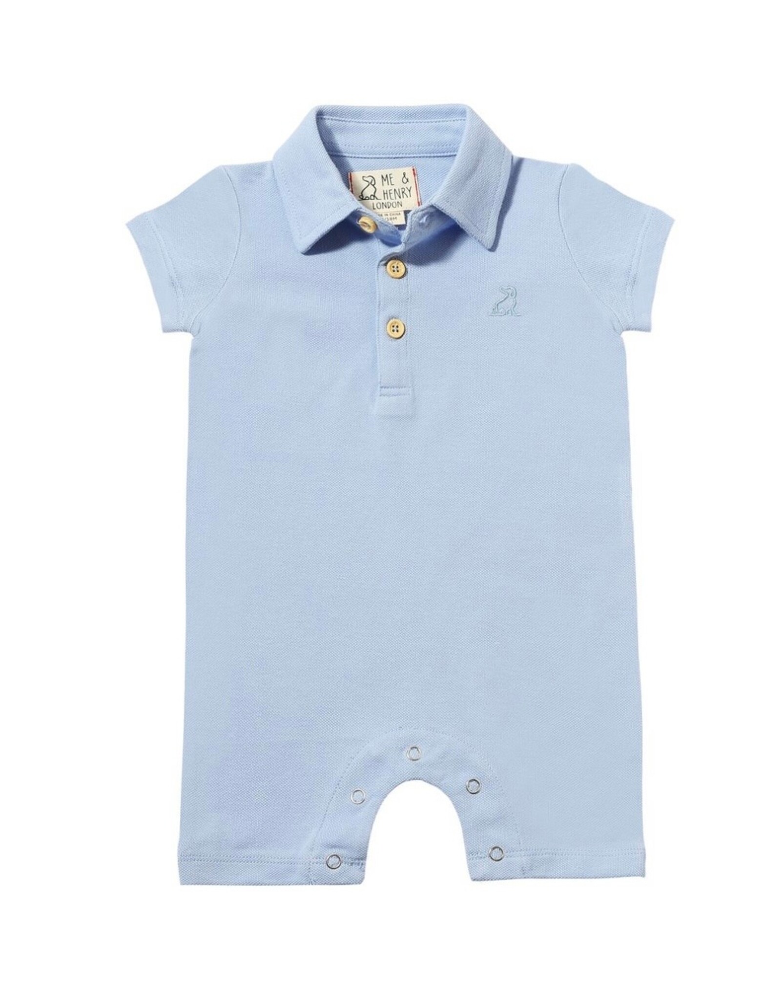 Me & Henry Me & Henry- Blue Pique Drift Polo Romper