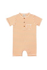 Me & Henry Me & Henry- Tangerine/Cream Striped Rib Camborne Henley Romper