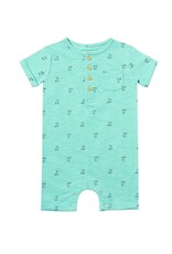 Me & Henry Me & Henry- Aqua Henry Print Martingale Henley Romper