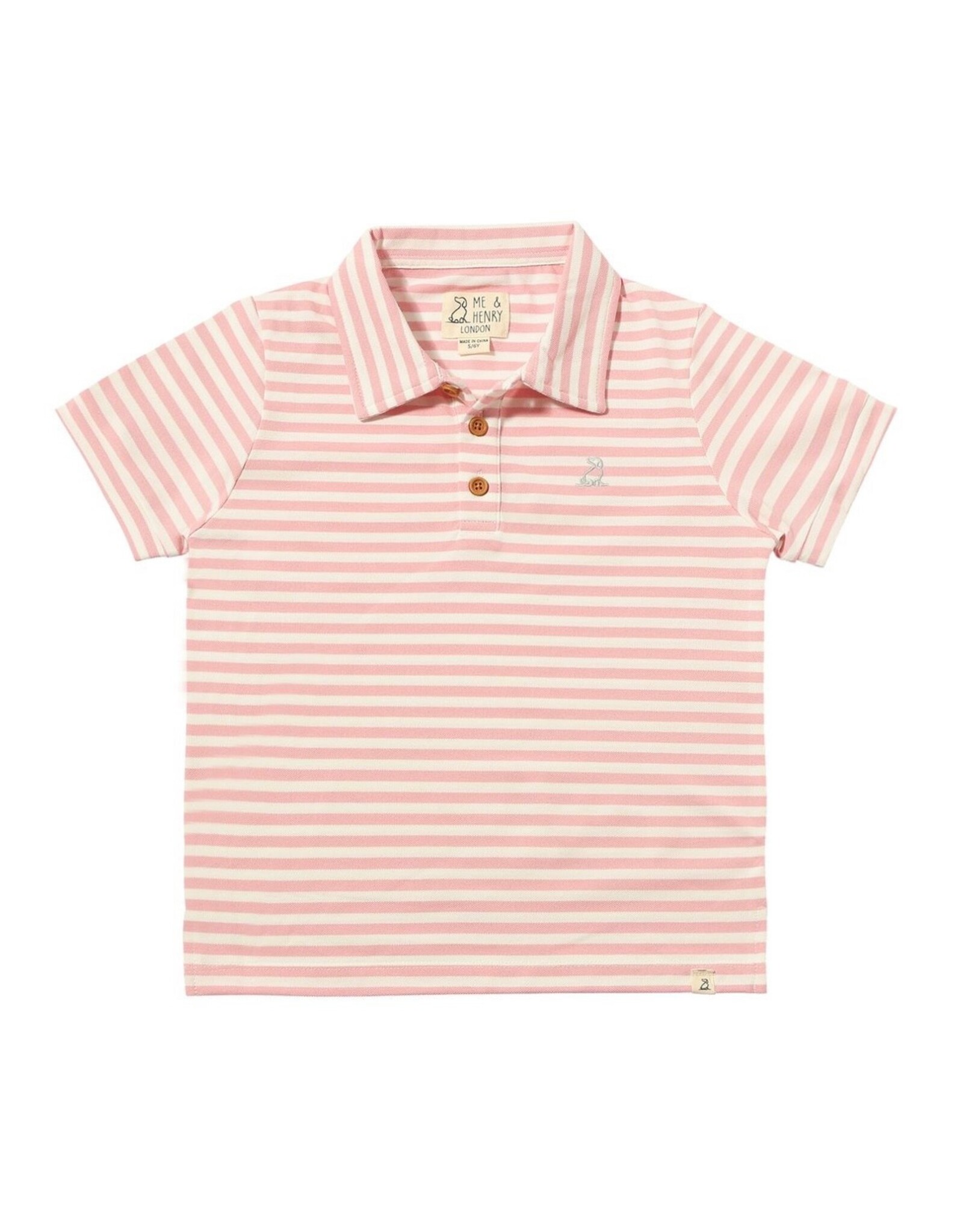 Me & Henry Me & Henry- Pink/Cream Striped Pique Polo