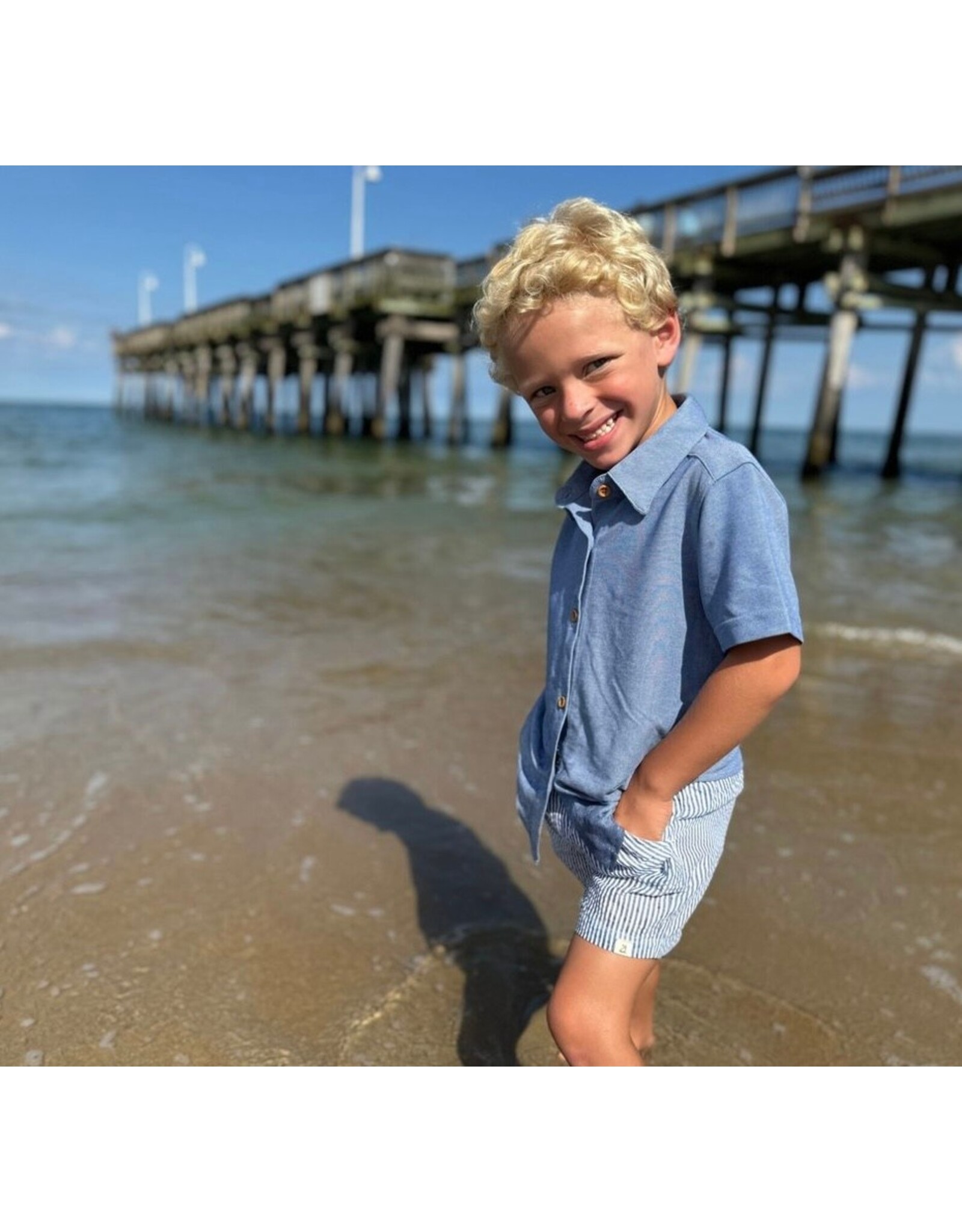 Me & Henry Me & Henry- Blue Gauze Newport Woven Shirt