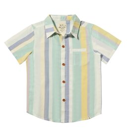 Me & Henry Me & Henry- Blue/Yellow/White Wide Stripe Newport Woven Shirt
