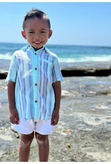 Me & Henry Me & Henry- Blue/Seafoam Stripe Newport Woven Shirt