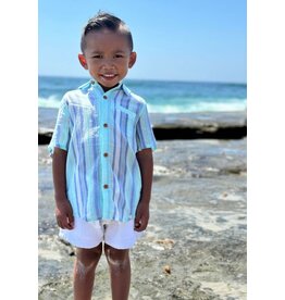 Me & Henry Me & Henry- Blue/Seafoam Stripe Newport Woven Shirt