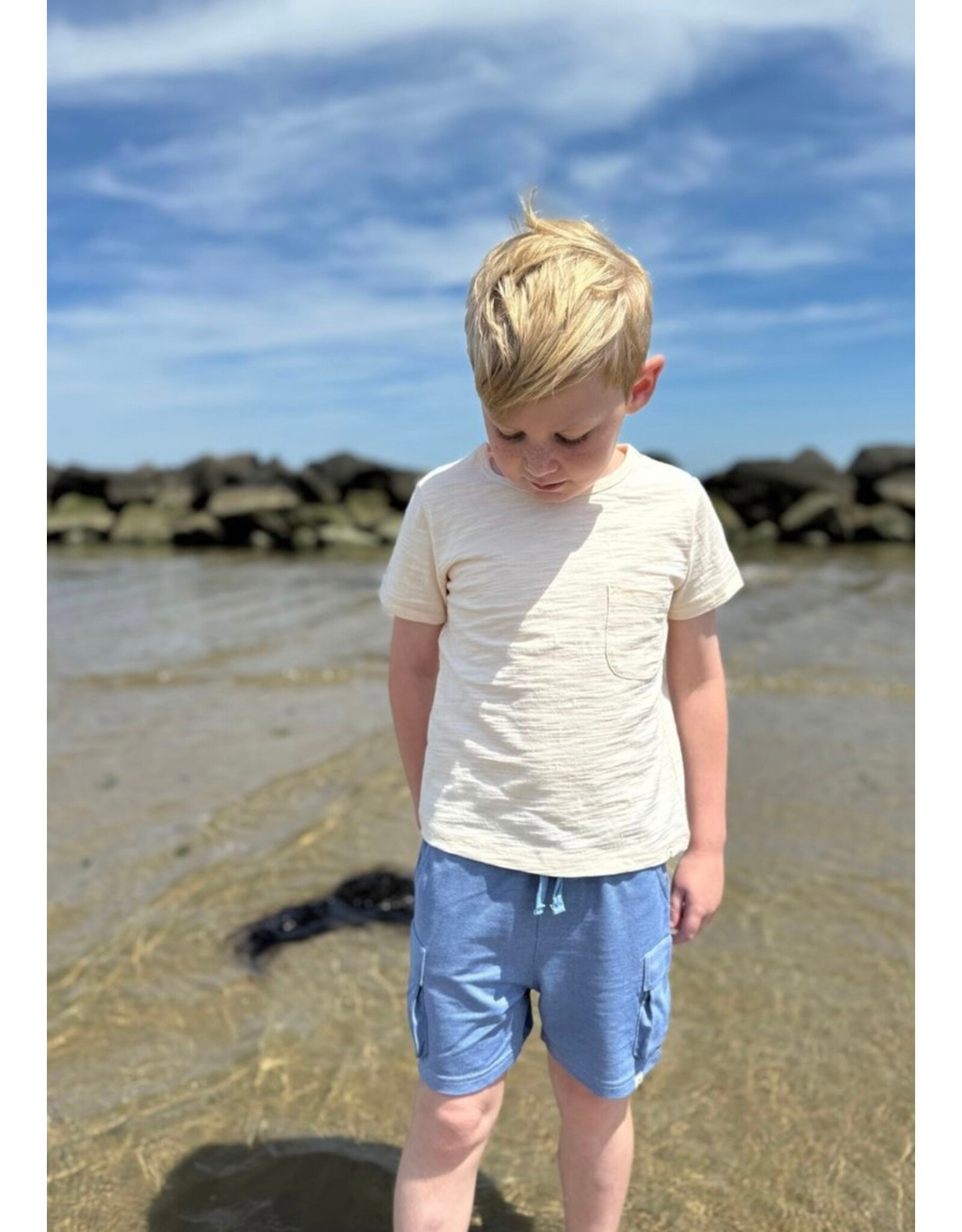Me & Henry Me & Henry- Blue Pique Brian Cargo Shorts