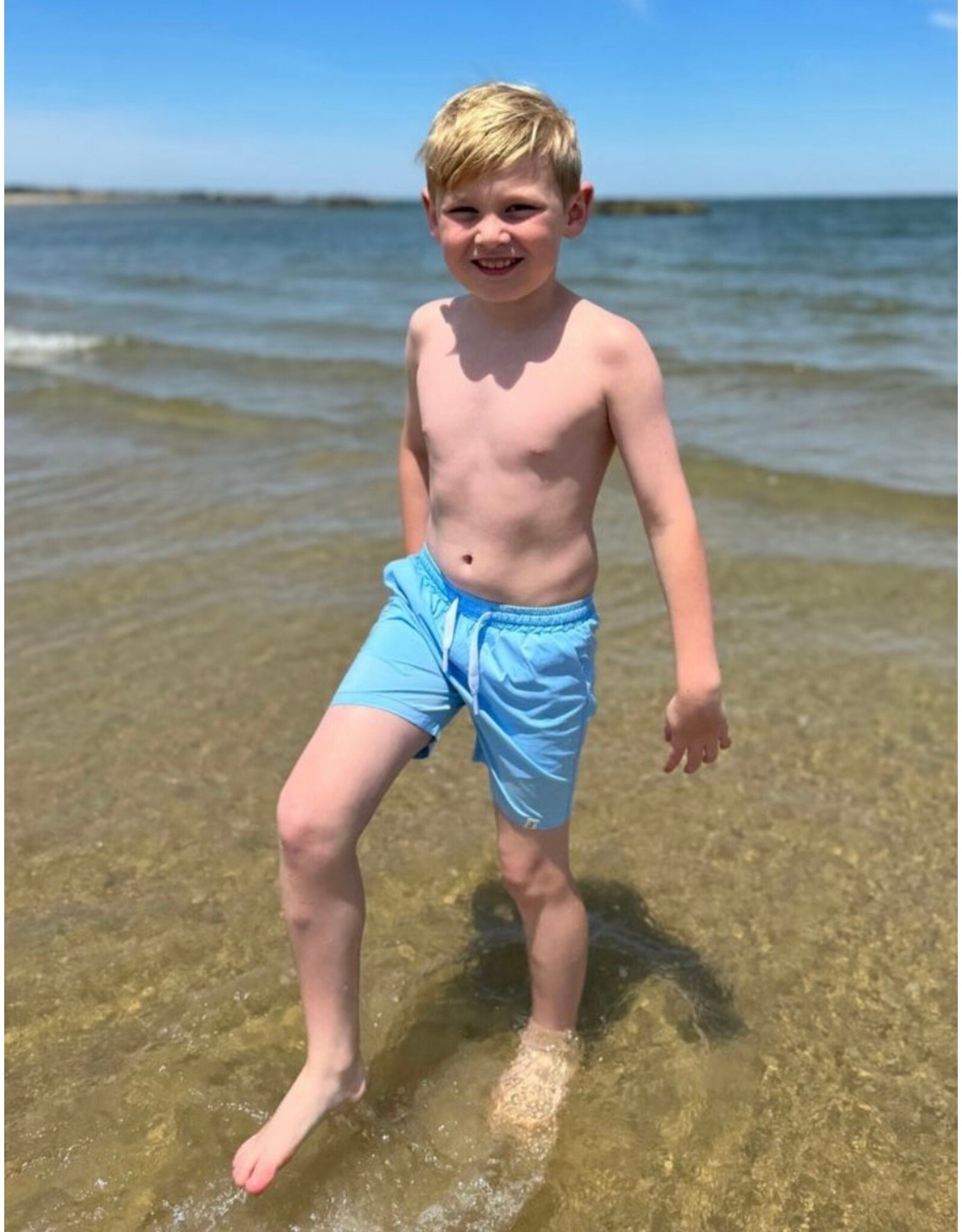 Me & Henry Me & Henry- Sky Blue Splash Swim Shorts