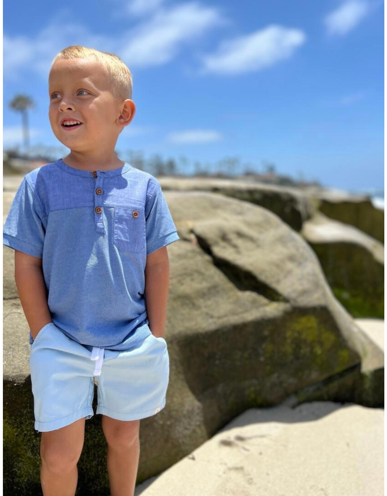 Me & Henry Me & Henry- Pale Blue Hugo Twill Short