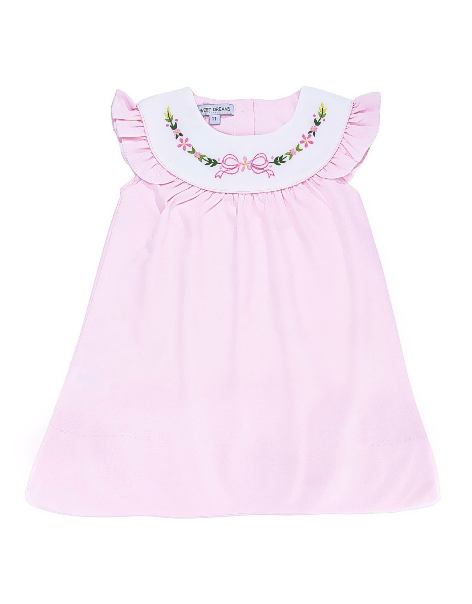 Sweet Dreams- Pink Emb Bow & Flower Dress