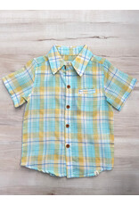 Me & Henry Me & Henry- Lemon/Aqua Plaid Newport Woven Shirt
