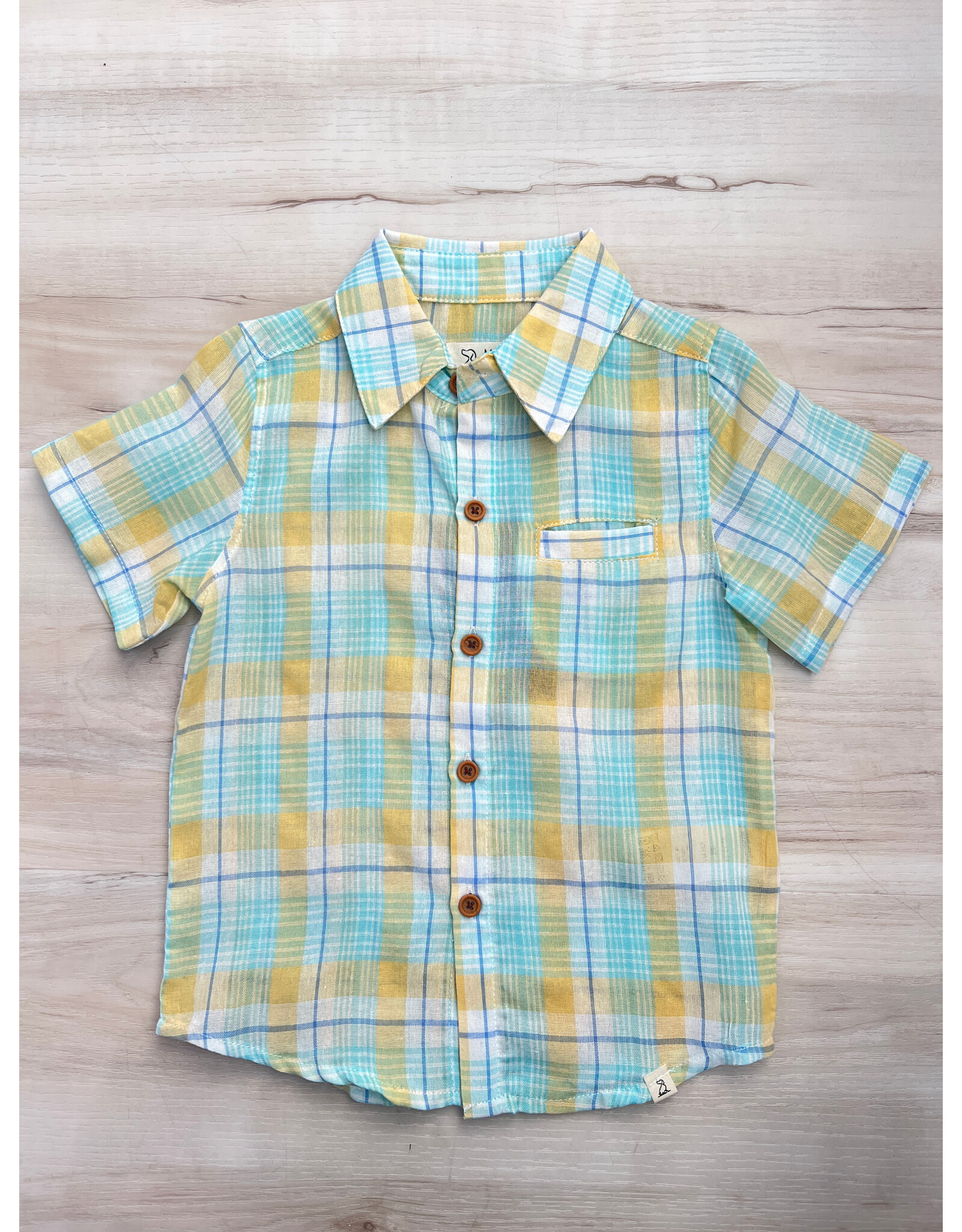 Me & Henry Me & Henry- Lemon/Aqua Plaid Newport Woven Shirt