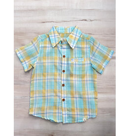 Me & Henry Me & Henry- Lemon/Aqua Plaid Newport Woven Shirt