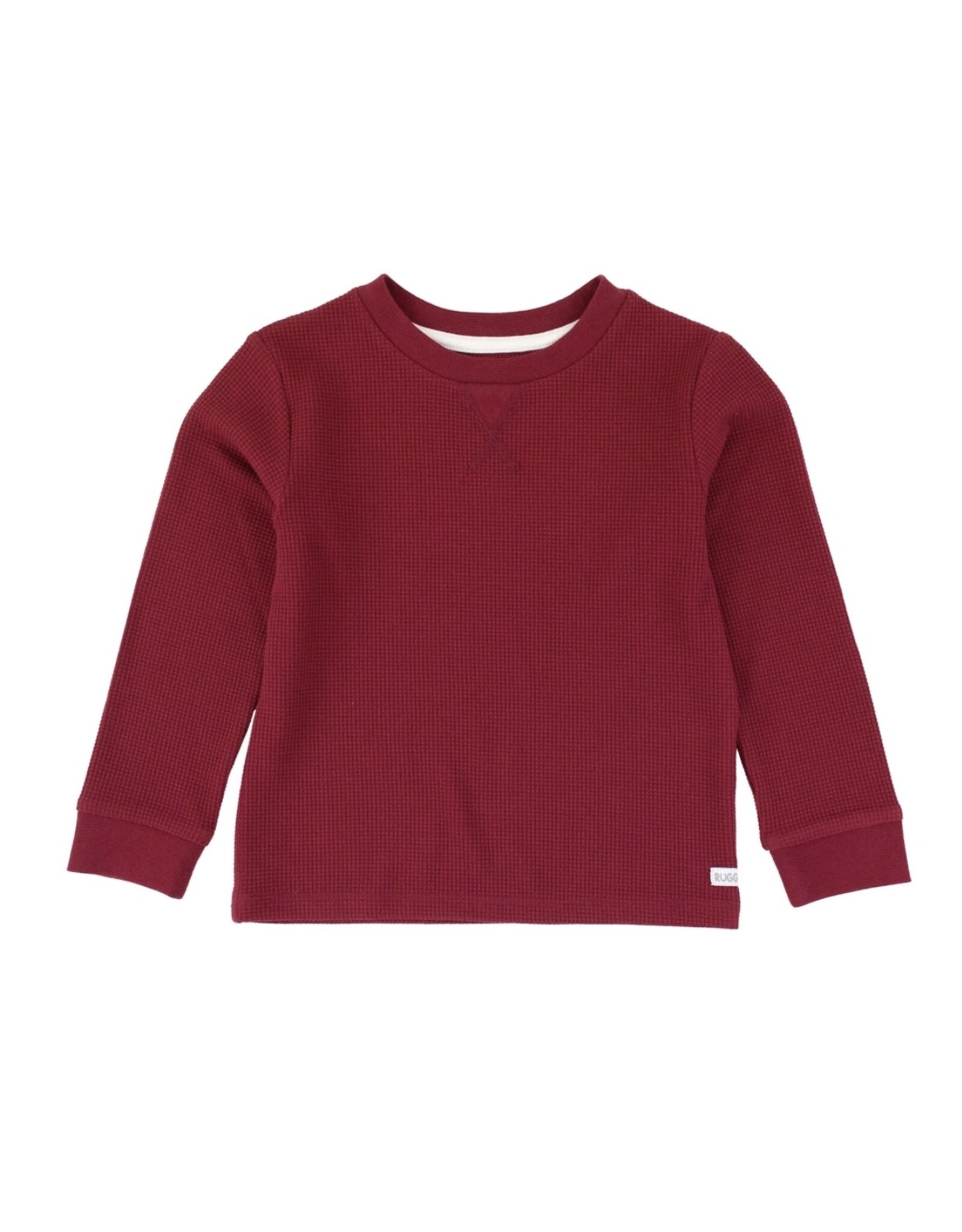 Ruffle Butts Ruffle Butts- Dark Cherry Waffle Knit Crew Neck Shirt