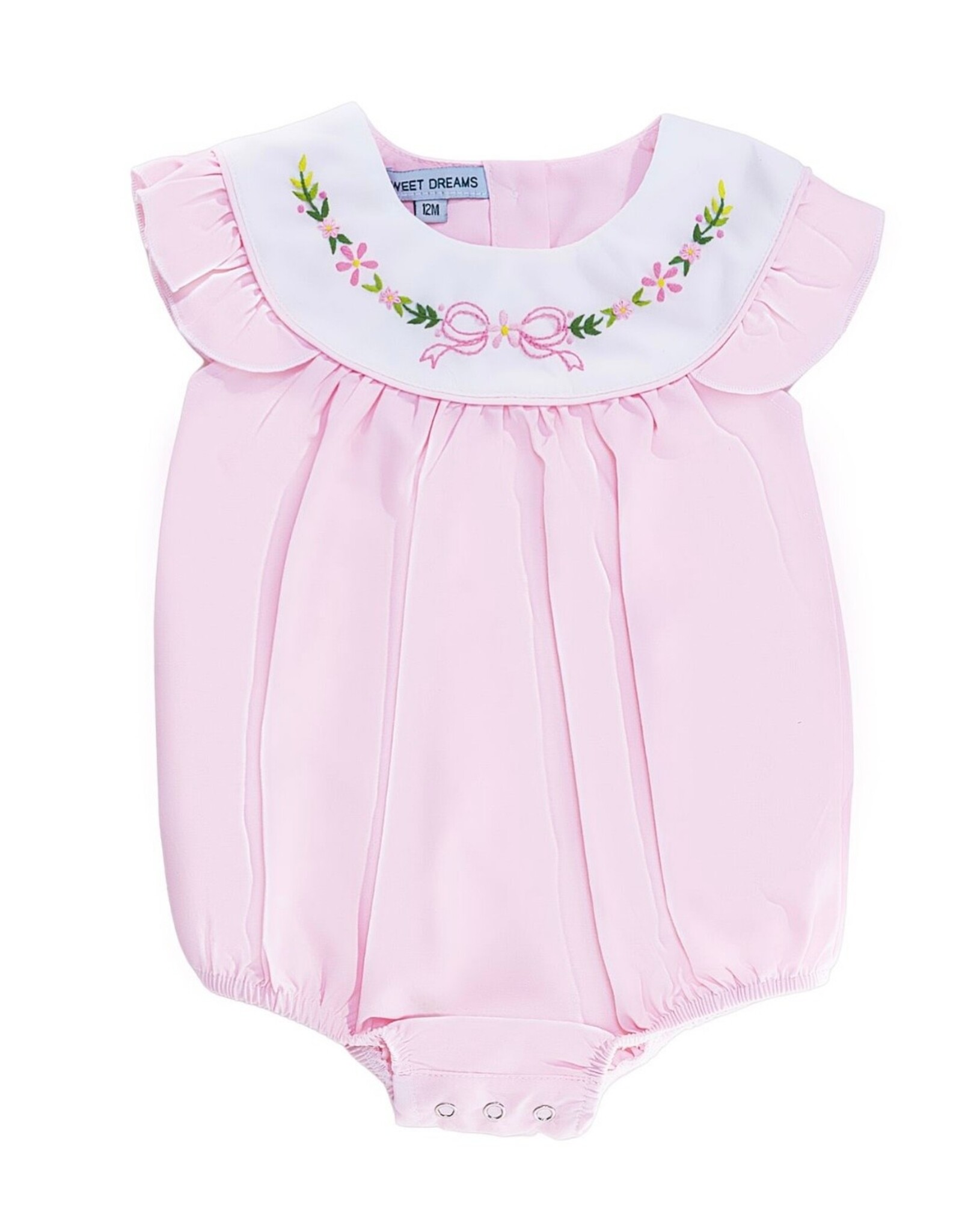 Sweet Dreams- Pink Emb Bow & Flowers Bubble
